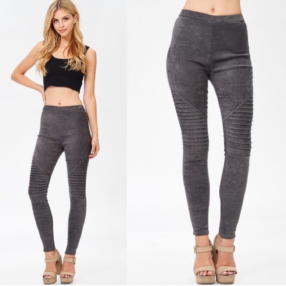 ONLY 1 Small LEFT!  MOTO Leggings in Faux Suede! - Picture 2 of 3